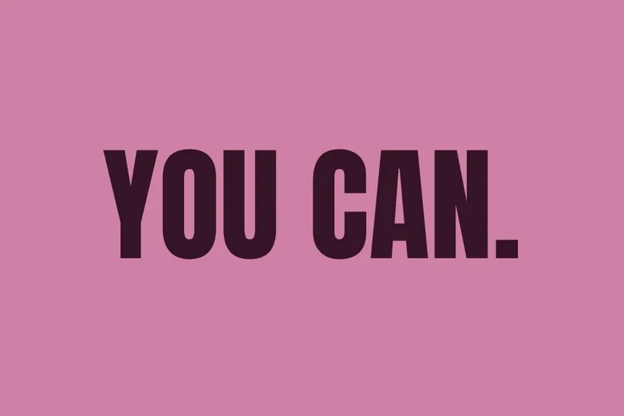 Bold dark text reading “YOU CAN.” centered on a solid pink background.